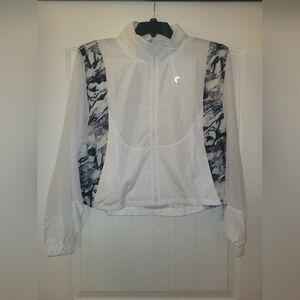 Zyia active white marble mesh jacket with bag NWT women's size large